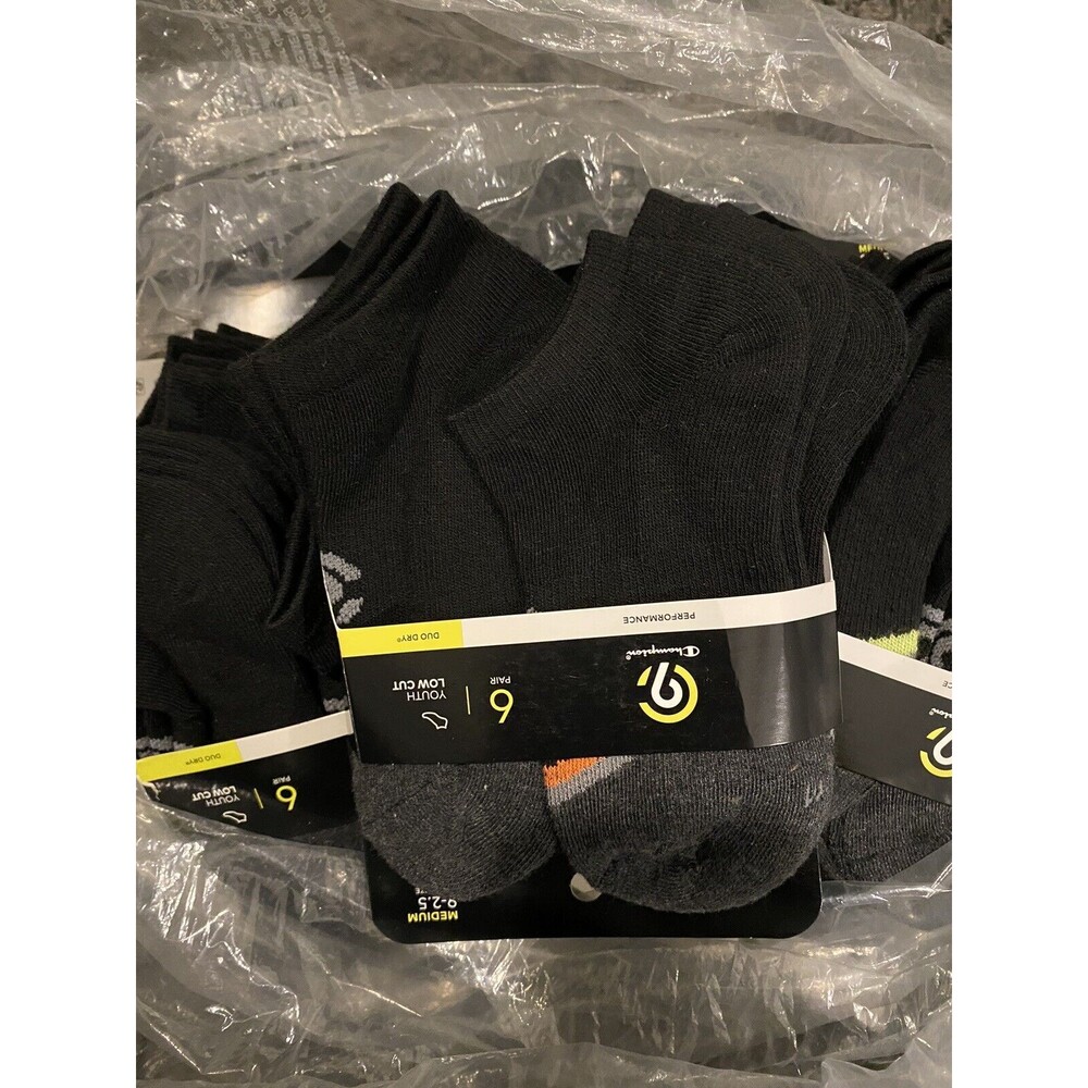 Champion Socks Youth Low Cut sz 9-2.5 Medium 9 Packs 6 Pairs Each 54 Pairs